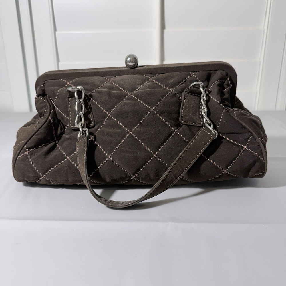 Vera Bradley Quilted Espresso Brown Handbag Retired Pattern 2000s Y2K Tote